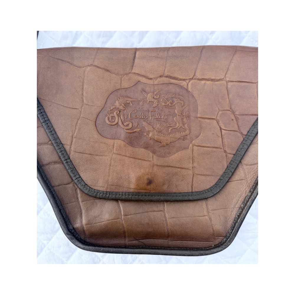 Rare 80s Vintage Carlos Falchi Croc Embossed Leather Crossbody Bag The Buffalo